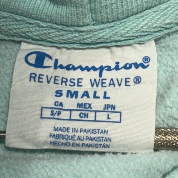 Champion Reverse Weave Pullover Hoodie Mint Green Small Cotton/Polyester - Picture 5 of 12